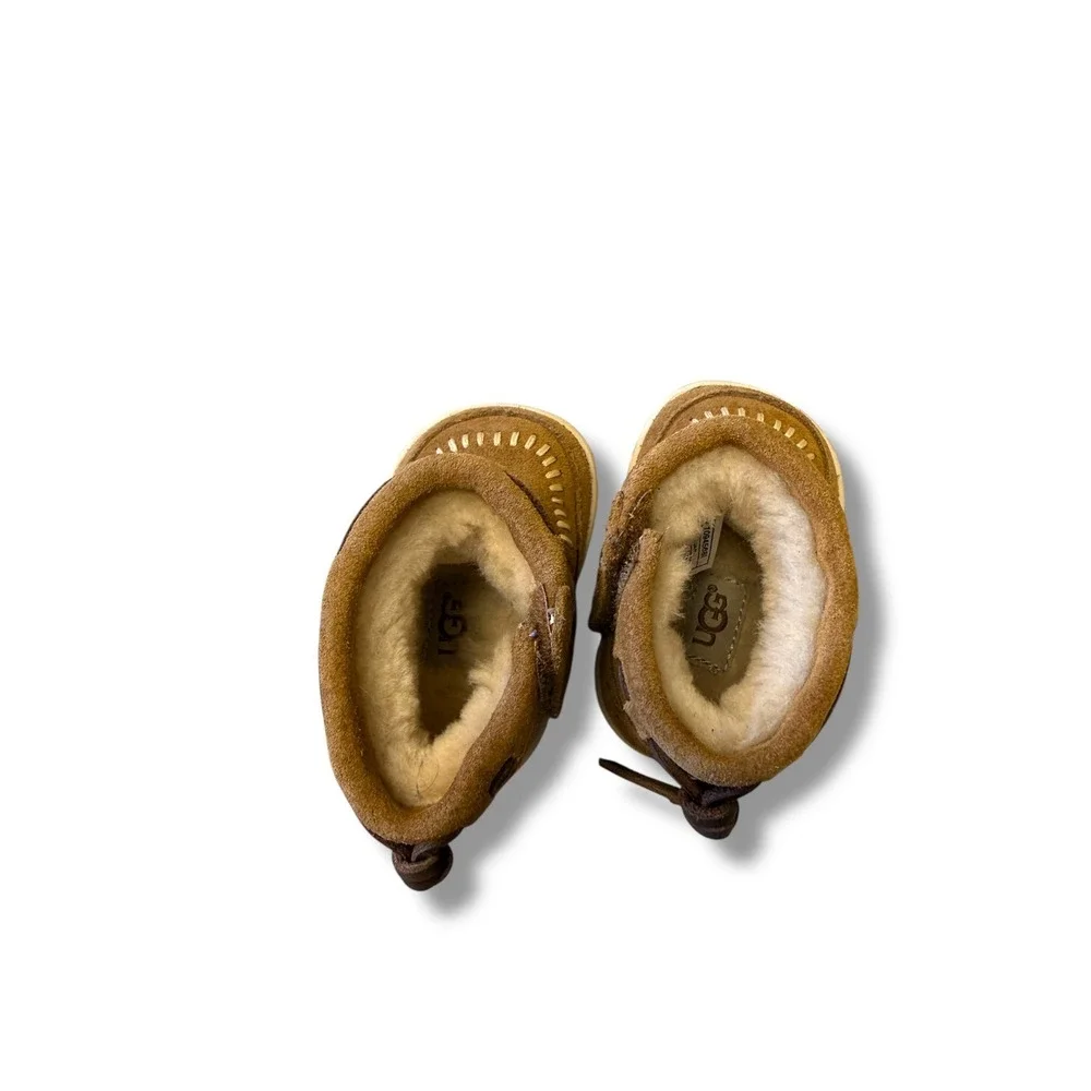UGG Cali Moc Campfire Boots Infant Size 0/1 Chestnut‎ Suede Fur Lined Cozy